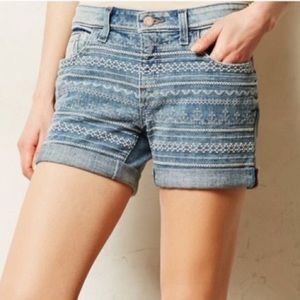 Anthropologie Pilcro Embroidered Shorts